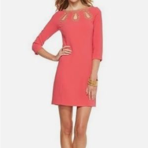 LILLY PULITZER Iconic Bronte Watermelon Shift Dress Size 0 w/ Embellishments